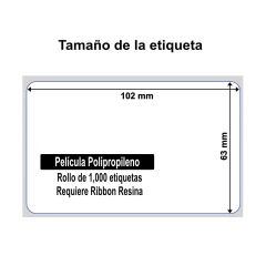 7 Rollos Etiqueta Plástico Bopp 102x63 mm. Rollo de 1,000 etiq. - comprar en línea