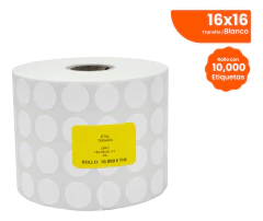 Etiqueta Circular Pequeña Term Dir 16x16mm Rollo 10,000 Pz - comprar en línea