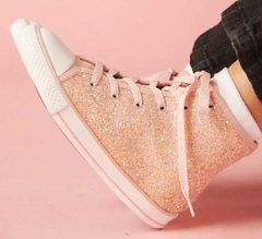 Zapatilla botita glitter rosa #19367 - comprar online