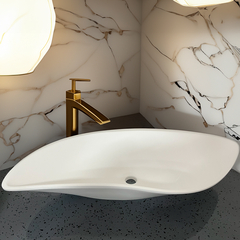 Cuba Banheiro Apoio Oval S 77x34cm Akkor SSM Branca - Akkor Solid Surface