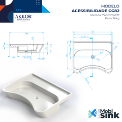 Imagem do Cuba Mobi Sink de Banheiro em SSM Akkor Branca 75 x 52