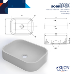 Cuba Pia De Apoio Retangular 33x24cm Banheiro Lavado Akkor - comprar online