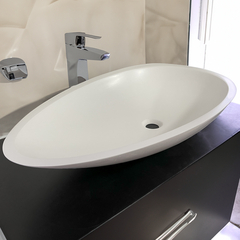 Cuba de Apoio Oval para Banheiro e Lavabo Cochille 76x44cm Akkor SSM Branca