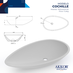 Cuba de Apoio Oval para Banheiro e Lavabo Cochille 76x44cm Akkor SSM Branca - comprar online