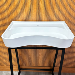 Cuba Mobi Sink de Banheiro em SSM Akkor Branca 75 x 52 - Akkor Solid Surface