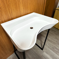Cuba Mobi Sink de Banheiro em SSM Akkor Branca 75 x 52 - Akkor Solid Surface