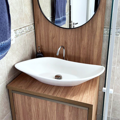Cuba Banheiro Apoio Oval S 77x34cm Akkor SSM Branca