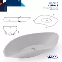 Cuba Banheiro Apoio Oval S 77x34cm Akkor SSM Branca - comprar online