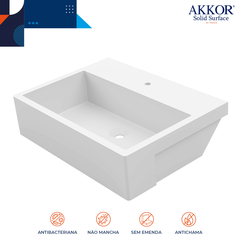 Cuba Farm Sink Banheiro 55cm Akkor SSM Branco - Akkor Solid Surface