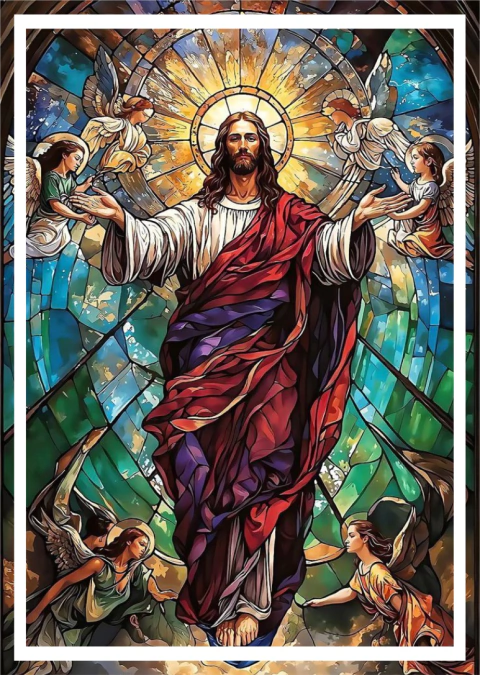 Placa Decorativa Católica Jesus Cristo com anjos – MDF 29x20 cm - Bu Presentes - comprar online