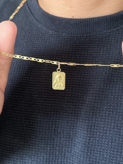 Colar masculino Piastrine - Ouro 18k - Nada Básica