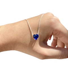 Colar Coração Azul - Prata 925 - comprar online