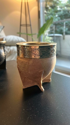 Mate Imperial de Cuero Crudo con Virola Cincelada