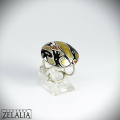 Anillo bombón redondo en plata 925 y mokume gane - Colección Bombón