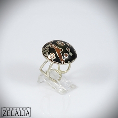 Anillo bombón redondo en plata 925 y mokume gane - Colección Bombón - comprar online