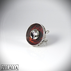 Anillo en plata 925 con mokume gane y carey - comprar online