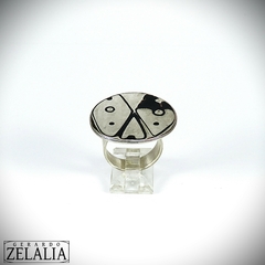 Anillo circular en plata 925 y mokume gane - Colección África - tienda online