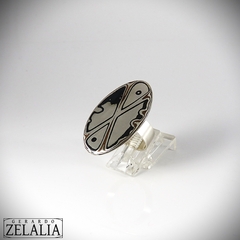 Anillo oval en plata 925 y mokume gane - Colección África - Gerardo Zelalia