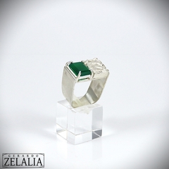 Anillo en plata 925 labrada y crisoprasa - comprar online