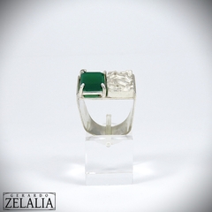 Anillo en plata 925 labrada y crisoprasa - Gerardo Zelalia