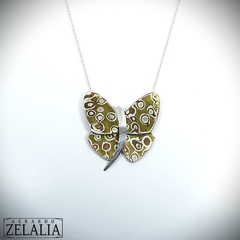 Colgante mariposa en plata 925 y mokume gane - comprar online