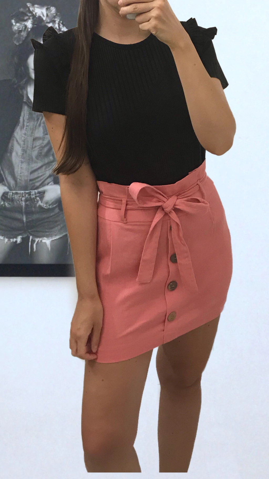 Blusa manga curta com babado preta Júlia