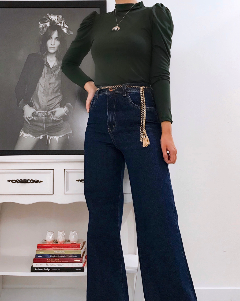 Blusa manga longa bufante Flora verde