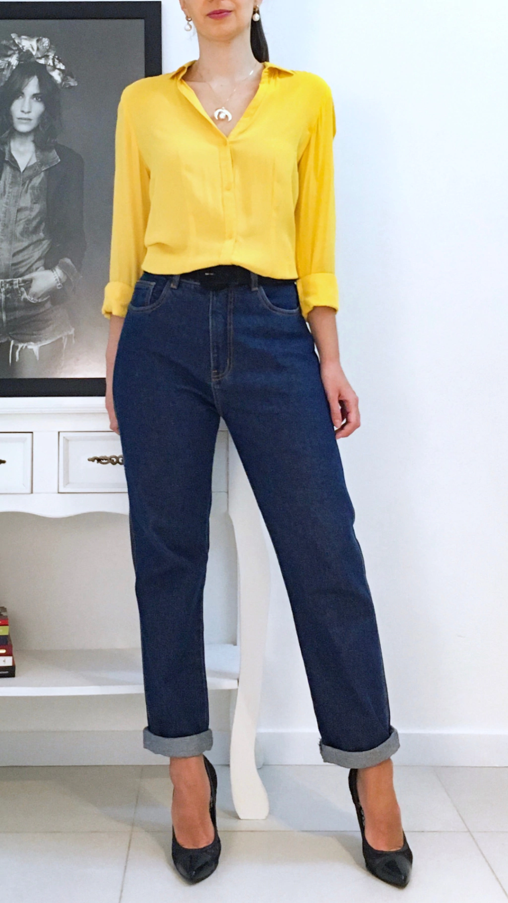 Camisa de viscose amarela Sun