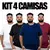 Kit 4 Camisas Lisas Plus Size Masculina Algodão Premium