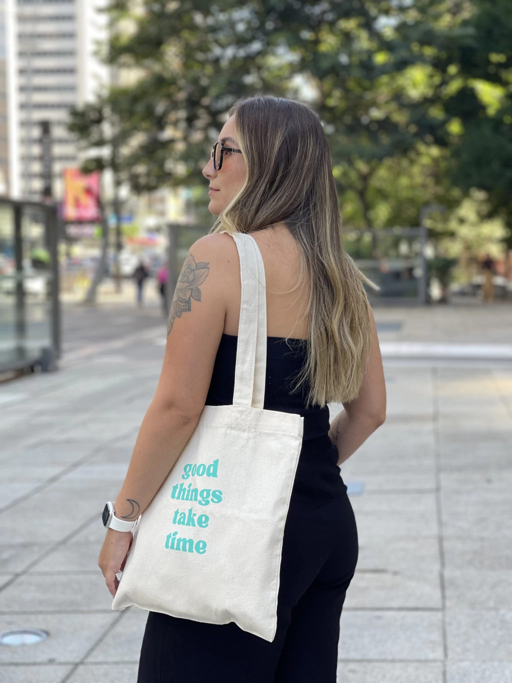 Sacola Ecobag em Lona de Algodão - Good Things Take Time