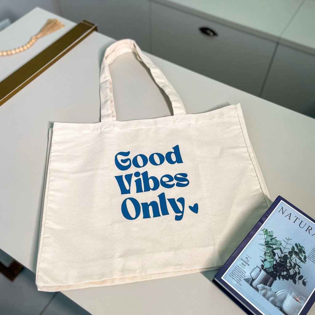 Bolsa Ecobag em Lona de Algodão - Good Vibes Only