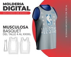 Molderia digital imprimible musculosa con laterales - comprar online