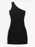 Vestido fino plissado de um ombro feminino, saia sexy para cobrir bumbum, verão - comprar online