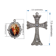 Terço Noiva Prata Sagrada Familia Casamento Relicario em Perolas 12mm Homenagem na internet