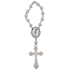Dezena Terço Carro Retrovisor Nossa Senhora d Fatima Medalha - Lembrancinhas Religiosas