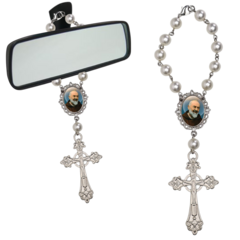 Dezena Terço Carro Retrovisor Padre Pio Medalha Adorno