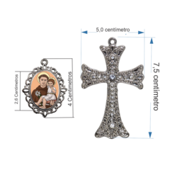 Terço Noiva Prata Santo Antonio Casamento Relicario em Perolas 12mm Homenagem na internet