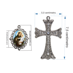 Terço Noiva Prata Santo Antonio Casamento Relicario em Perolas 12mm Homenagem na internet