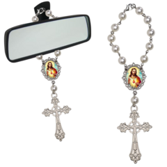 Dezena Terço Carro Retrovisor Coração Sagrado de Jesus - comprar online