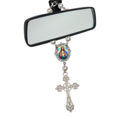 Dezena Terço Carro Retrovisor Coração Sagrado de Jesus