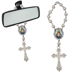 Dezena Terço Carro Retrovisor Coração Sagrado de Jesus na internet