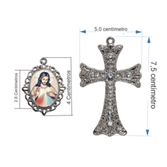 Terço Noiva Prata Coração Sagrado de Jesus Mod Casamento Relicario em Perolas 12mm Homenagem na internet