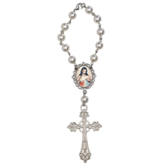 Dezena Terço Carro Retrovisor Coração Sagrado de Jesus - comprar online