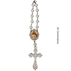 Dezena Terço Carro Retrovisor Coração Sagrado de Jesus - comprar online