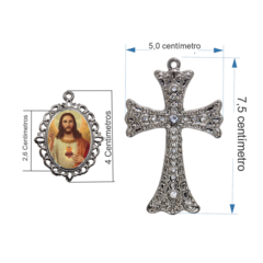 Terço Noiva Prata Coração Sagrado de Jesus Mod Casamento Relicario em Perolas 12mm Homenagem na internet