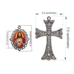 Terço Noiva Prata Coração Sagrado de Jesus Mod Casamento Relicario em Perolas 12mm Homenagem na internet