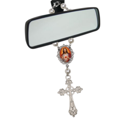 Dezena Terço Carro Retrovisor Coração Sagrado de Jesus - comprar online
