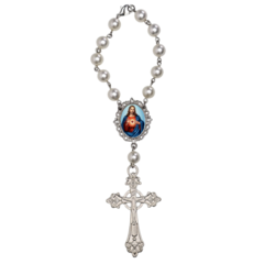 Dezena Terço Carro Retrovisor Coração Sagrado de Jesus - comprar online