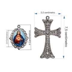 Terço Noiva Prata Coração Sagrado de Jesus Mod Casamento Relicario em Perolas 12mm Homenagem na internet