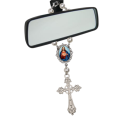 Dezena Terço Carro Retrovisor Coração Sagrado de Jesus na internet